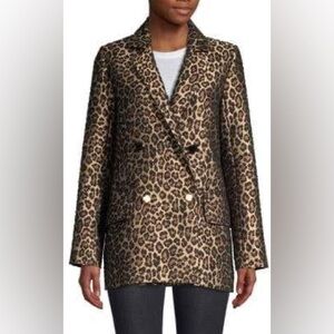 Mother of Pearl Francis Double Breasted Leopard Jacquard Blazer in Brown Size 8